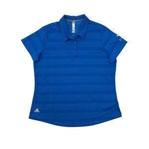 Adidas Polo Shirt XL Extra Large Malibu Blue Striped Embroidered Idaho Club Golf